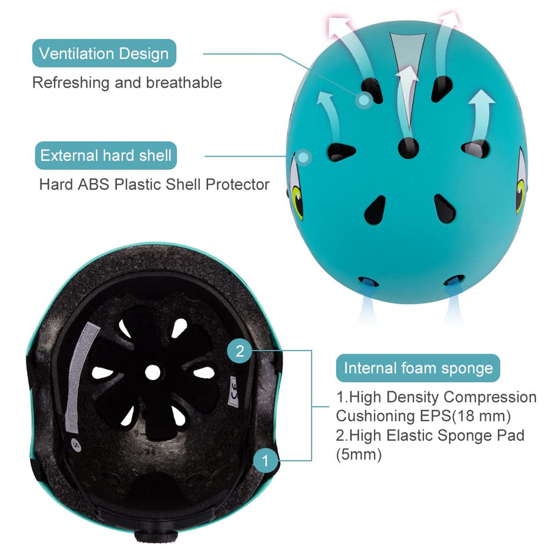 Kids Helmet Boys Girls Lightweight Bike Helmet for Cycling Scooter Skating, Multi-Sport Safety Toys 2 3 4 5 Years Old Children Cute Cartoon Adjustable Helmet (Blue Shark Sets)