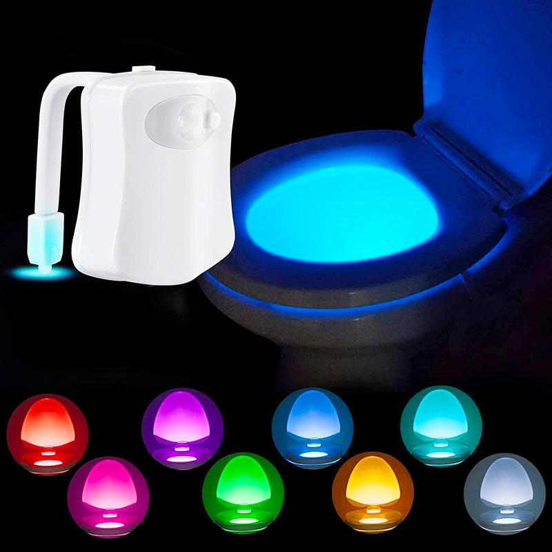 CUQOO Motion Sensor Toilet Night Light – 10 Colour LED | Hygienic, Battery Operated, Universal Fit | Easy Installation & Wide Angle Sensor | Smart New Home Gifts for Bathroom