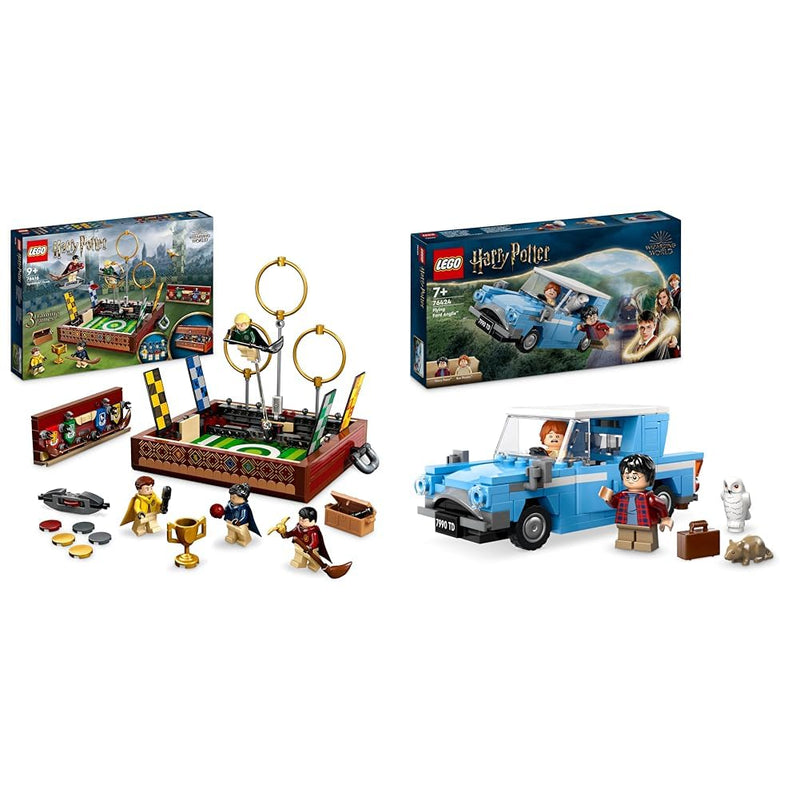 LEGO Harry Potter Quidditch Trunk, Play 3 Different Quidditch Games & Harry Potter Flying Ford Anglia Car Toy for 7 Plus Year Old Kids, Boys & Girls, Buildable Model with Ron Weasley