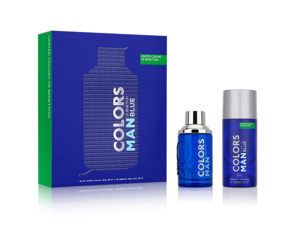 Benetton - Blue from United Colors Gift Set EDT 100 ml + Deodorant 150 ml - Long Lasting - Fresh, Young and Casual Fragrance - Citrus, Fruity and Marine Notes - Ideal for Day Wear - 100 ml