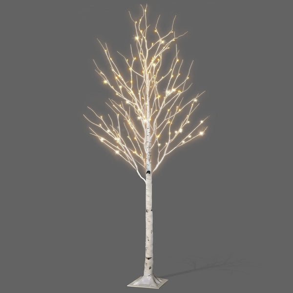 Netta 6FT Birch Twig Tree with 160 Warm White LED Lights, Auto-Off Timer and 8 Lighting Modes, 3M Power Cable, Suitable for Indoor or Outdoor Use - White - Gift Guide