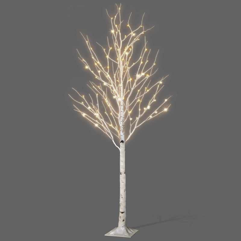 Netta 6FT Birch Twig Tree with 160 Warm White LED Lights, Auto-Off Timer and 8 Lighting Modes, 3M Power Cable, Suitable for Indoor or Outdoor Use - White - Gift Guide