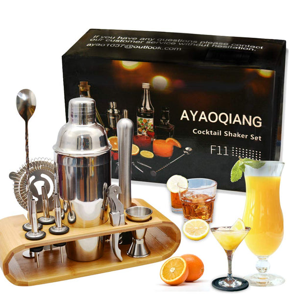 AYAOQIANG Cocktail Making Set, Cocktail Shaker Set with Stand, 750ml Stainless Steel Shaker for Cocktail, Home Bar Cocktail Tool Set for Bartender,Gift for Men Birthday,Thanksgiving,Christmas