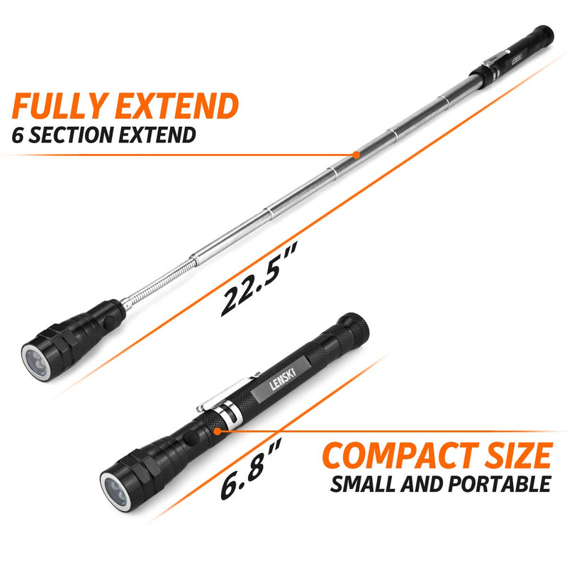 Lenski Gifts for Men, Mens Gifts for Dad, Gadgets for Men, Birthday Gifts for Him Telescopic Magnetic Pickup Tool with LED, Secret Santa Gifts for Men, Christmas Gifts for Him,Stocking Fillers for Men