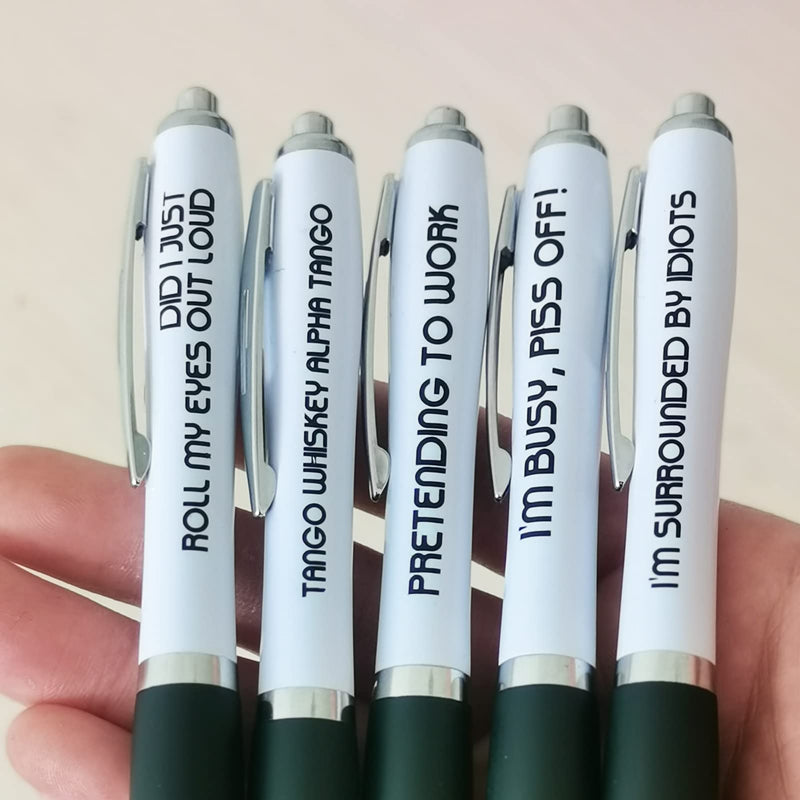Funny Pens, 5 Pack Rude Novelty Ballpoint Pens Gifts for Work Colleague, Funny Work Sucks Pen Set for Adults Women Men Colleague, Office Colleague Birthday or Leaving Funky Stationery Quirky Gifts