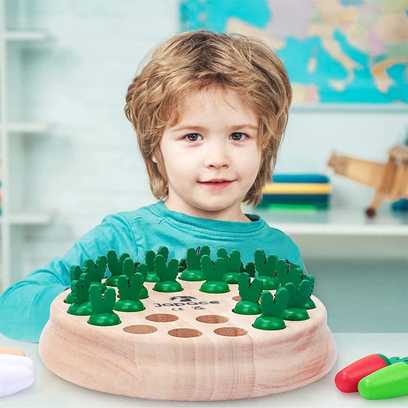 Japace Carrot Memory Chess Board Game, Wooden Memory Game for Kids Training Concentration & Logical Thinking, Montessori Educational Wooden Toys Children's Games for 3 4 5 6+ Year Olds Boy Girl Gift - Gift Guide