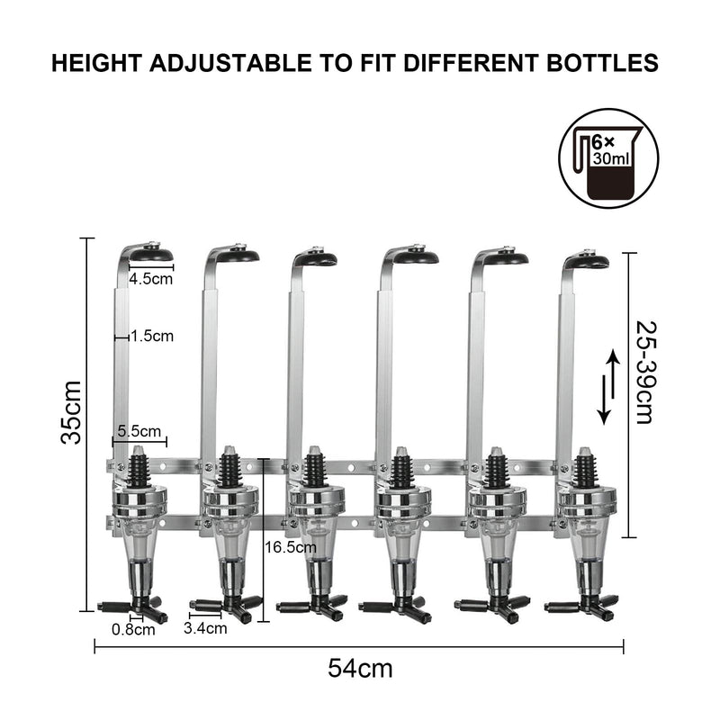 Trintion 6 Bottle Optics for Home Bar Wall Mounted 6 x 30ml Bar Butler Drinks Stand for Spirits Aluminum Alloy Optic Spirit Barware Set for Home Pub Kitchen Bar