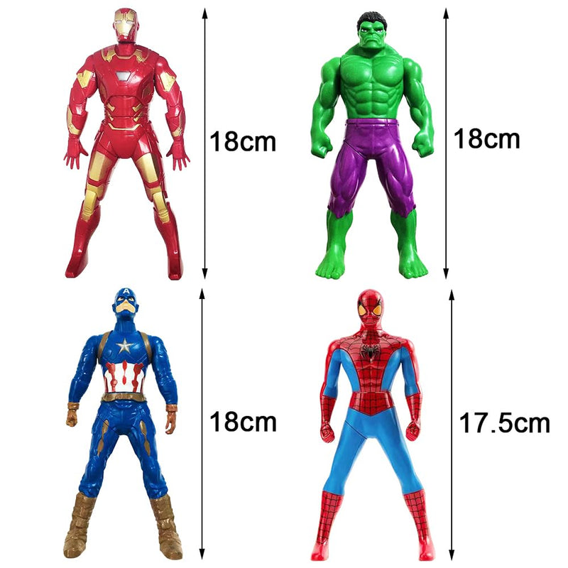 LGQHCE Superherro Anime Figure, 4PCS Aven-gers Figures Ornaments PVC Figures Collectible Model Figures Set Birthday Cake Toppers for Kids Birthday Gifts, Collecting Toy, Desktop Ornament(18cm)