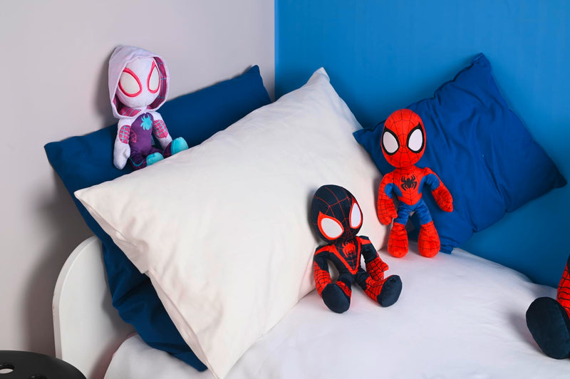 Disney 6315875812X12 25cm Dar apply Spiderverse Miles Morales Action Figure 25 cm Soft Toy with Glow in the Dark Eyes, One Size