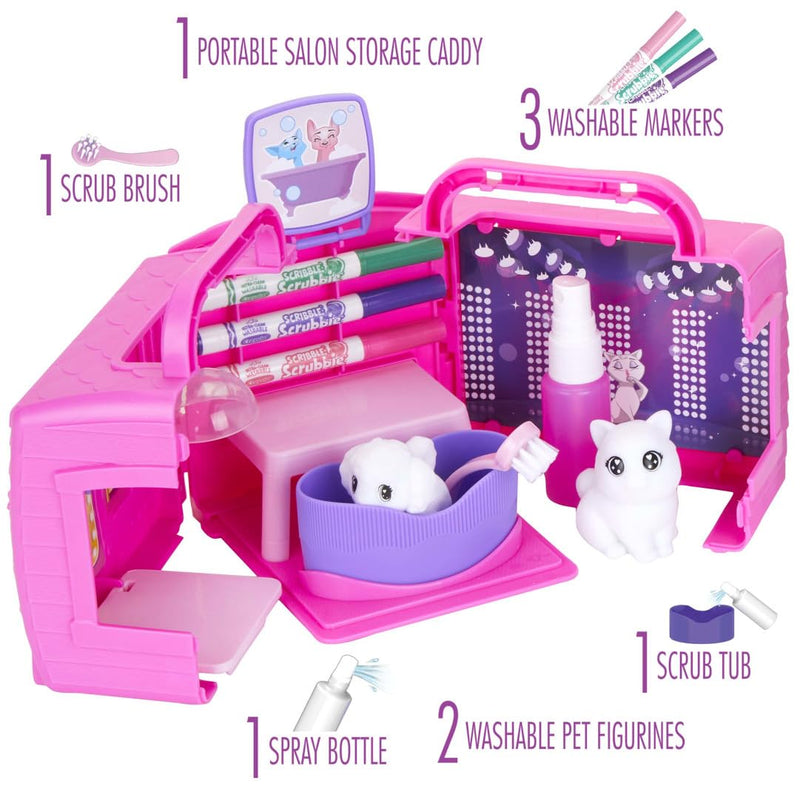 CRAYOLA Washimals Pets Beauty Salon Playset, Colour and Wash Includes Washable Pens and Dog and Cat Figures For Ages 3+