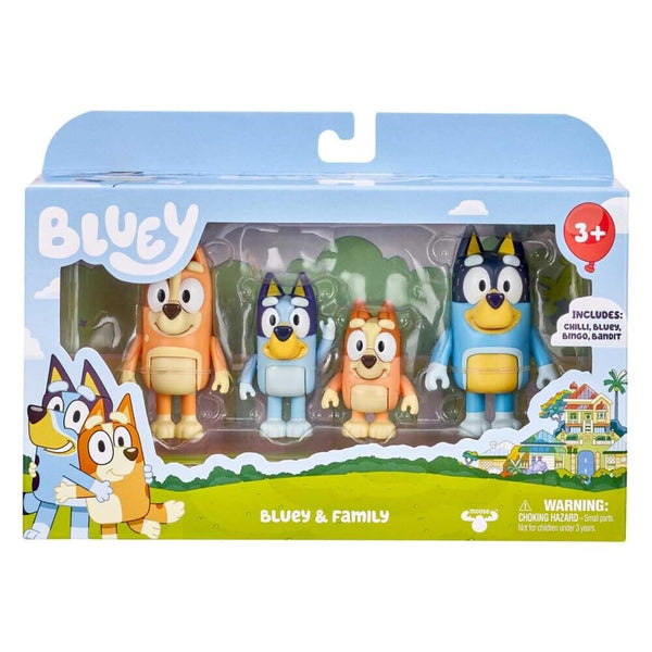 Bluey Figurines, Multicoloured, Family 4-pack (Original Version)