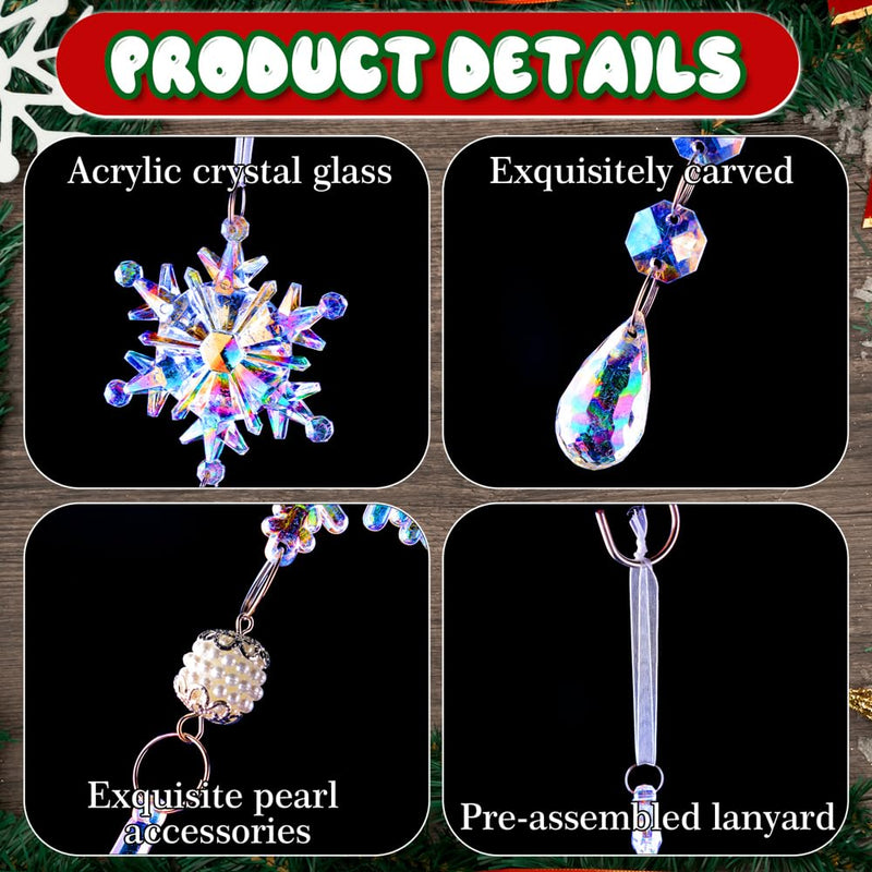 Lanpn 26pcs Christmas Decoration Crystal Christmas Tree Ornaments, Iridescent Hanging Clear Acrylic Snowflake Icicle Drop Pendants for Xmas tree Winter Outdoor Indoor Party New Year Decor Colorful - Gift Guide