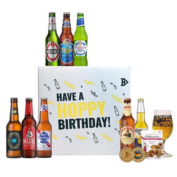 BEER HUNTER World Lager Hoppy Birthday Beer Gift Box - birthday gifts for men, mens birthday gifts, beer gifts for men, gift for men, alcohol gift set - Gift Guide