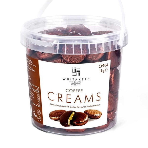 Whitakers Dark Chocolate Creams - Brown Foiled Fondant Cremes Plastic Tub (Coffee, 1kg) - Gift Guide