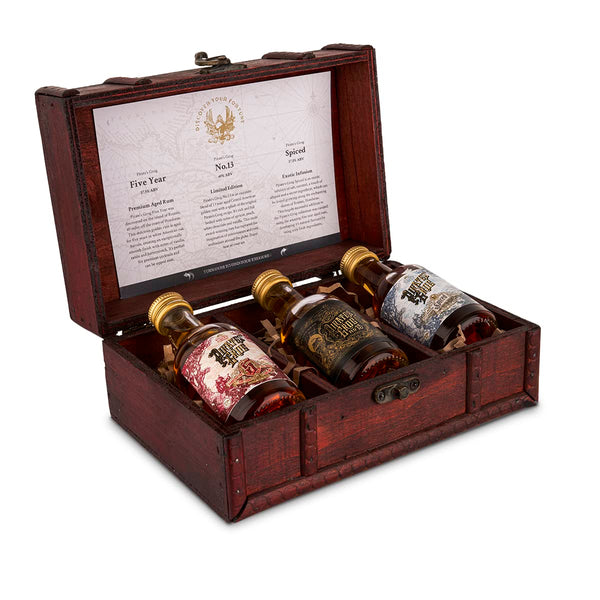 Pirate's Grog Miniatures Gift Set of 3 Rums | Premium Blend | Alcohol Content: Five Year - 37.5%, No.13-40%, Spiced - 37.5% | 3 x 50ml Bottles