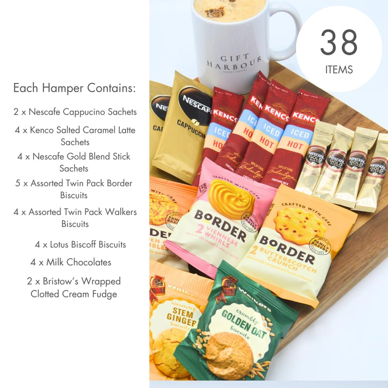 Coffee Gift Set Hamper - Coffee Gift, Coffee Gift Set for Men & Women, Instant Coffee Selection with Chocolate, Assorted Shortbread, Walkers and Border Biscuits with Fudge & Lotus Biscoff - Gift Guide