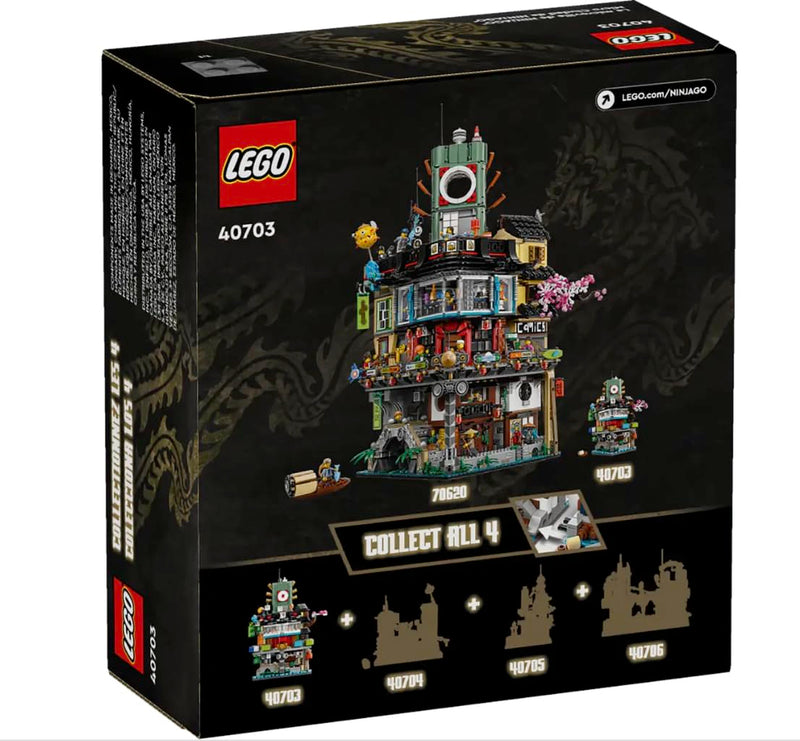 LEGO NINJAGO Micro City Building Set 40703 - Modular 5-Story Block with Teahouses and Sushi Bar - Compatible with Other Micro Sets - Ages 10 and Up