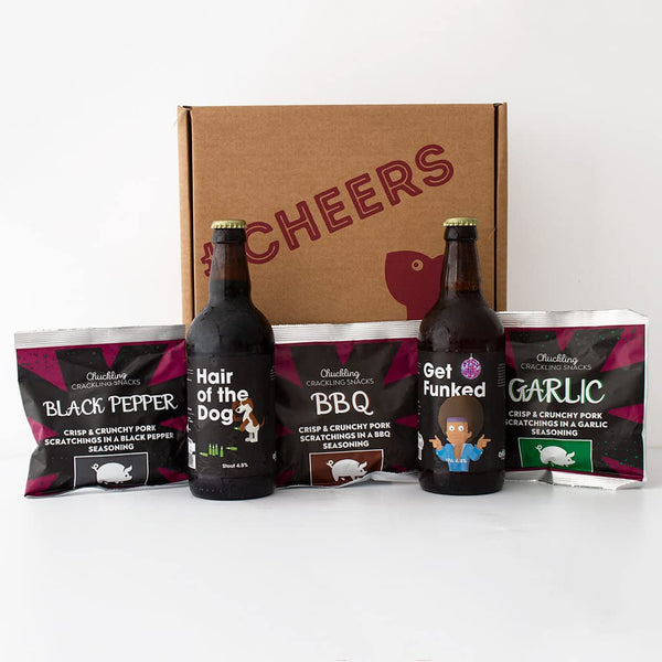 Beer & Pork Scratchings Gift Set #2 | high protein snack, beer gift set, beer and pork scratchings, gifts for dad, pork scratchings pub snacks, beer gifts for men, The Chuckling Cheese Company. - Gift Guide