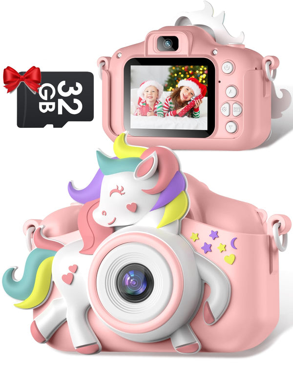 Kids Camera, Gofunly Kids Camera for Girls, 1080P HD 2.0 Inch Screen Kids Digital Camera with 32GB Card, Birthday Christmas Kids Toys Gifts Selfie Childrens Camera for Kids Age 3-12 Years Old Girls - Gift Guide