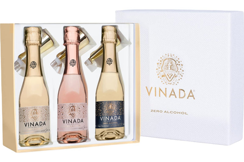 Vinada Zero Alcohol Gift Box – 3 Mini Sparkling Wines and ‘Sippers’