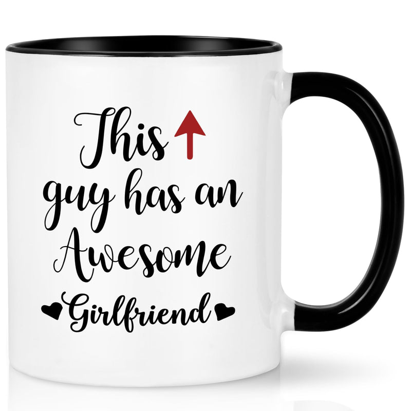 Joymaking Coffee Mugs Gifts for Him Boyfriend Valentines Gifts for Him - This Guy has an Awesome Girlfriend, Birthday Christmas Presents for Boyfriend, 11Oz Black