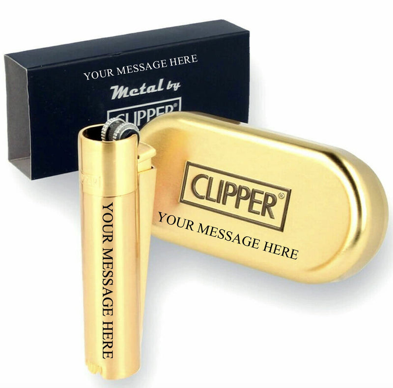 Limited Edition - Clipper Lighter ® Deep Laser Engraved Personalised Gold Metal - Engraving Included for Birthdays, Anniversaries, Weddings and Valentines - Gold - Gift Guide