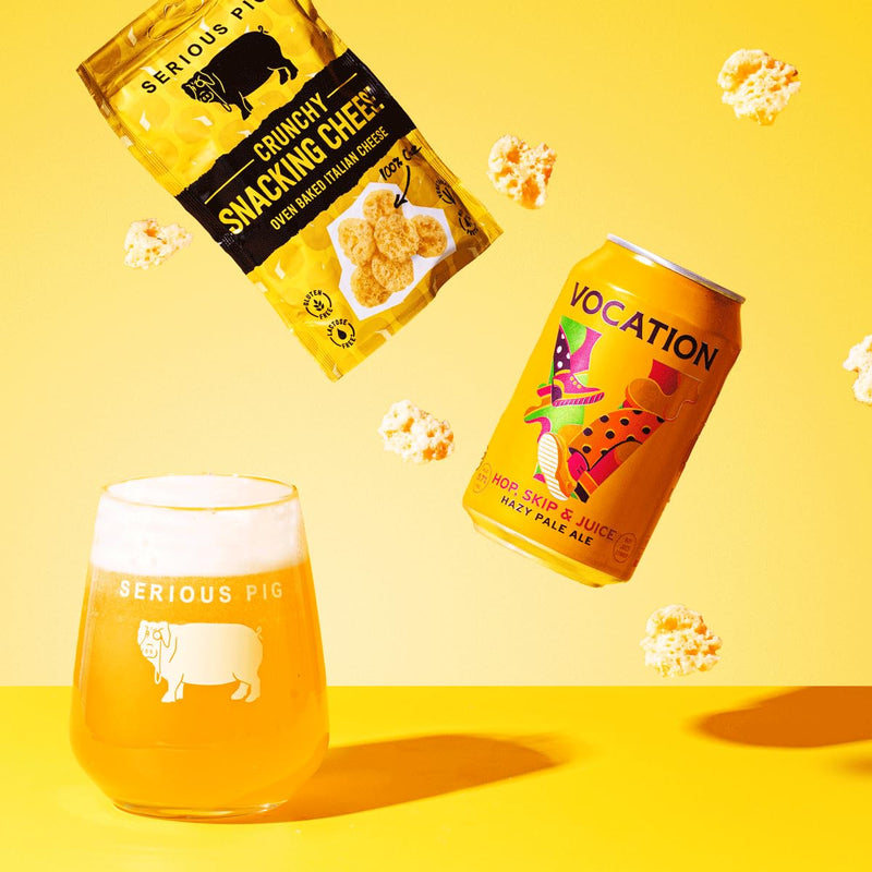 Serious Pig + Vocation Brewery | Craft Beer And Snacks Tasting Experience Gift Box | With Professional Tasting Notes And Glassware (12 Packs) - Gift Guide