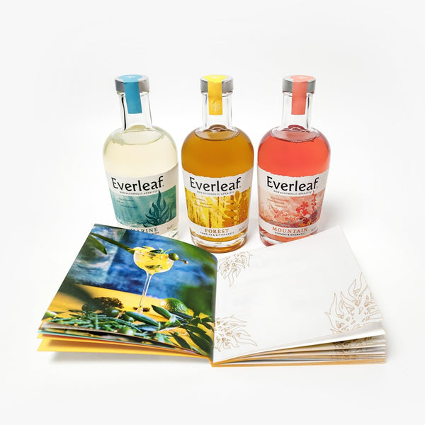 Everleaf - Collection Pack with Cocktail Book - Non Alcoholic Aperitif - Alcohol Free Spirit, Great for Making Non-Alcoholic Spritz or Cocktails, 3 x 50cl