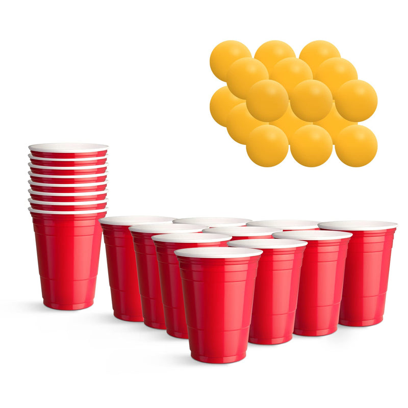 KEPLIN Cup Toss Game - 36 Reusable Plastic Cups and Balls Set - Versatile and Durable, Easy to Clean and Portable Tabletop Kit for Parties, Birthdays and Gatherings - Perfect for Indoor and Outdoor