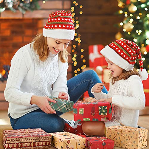 Christmas Wrapping Paper, 10Pcs Recycled Kraft Paper 70x50CM with 6 Vintage Designs (1 Gift Sticker, 1 Double-Side Tape, 2 String) for Gift Boxes Festival Decoration Mens Girls Boys - Gift Guide
