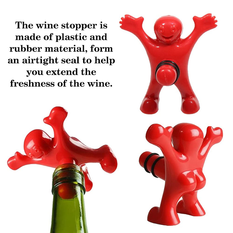 Bottle Opener Happy Man, Funny Wine Opener Corkscrew Wine Stoppers Beer Bottle Opener Novelty Wine Gift Set 3Pcs