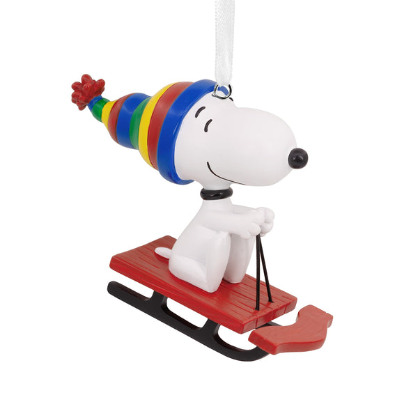 Hallmark Collectable Peanuts Snoopy on Sled Ornaments, Snoopy Decoration, Christmas Hanging Ornament, Gifts for Christmas, Peanuts Comics - Gift Guide