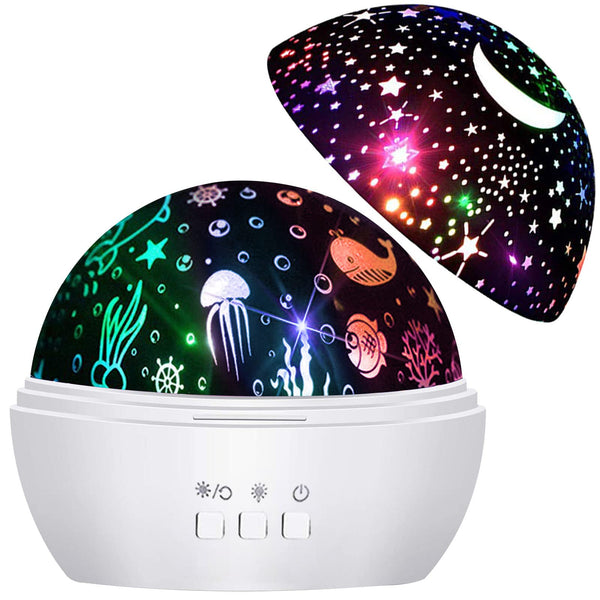 Moredig Baby Lights Projector, Roating Sensory Lights with 8 Lighting Modes, Starry Sky & Ocean Night Light Porjector for Kids, Baby Sensory Toy Gifts for Baby Gifts for Girls Boys - White - Gift Guide