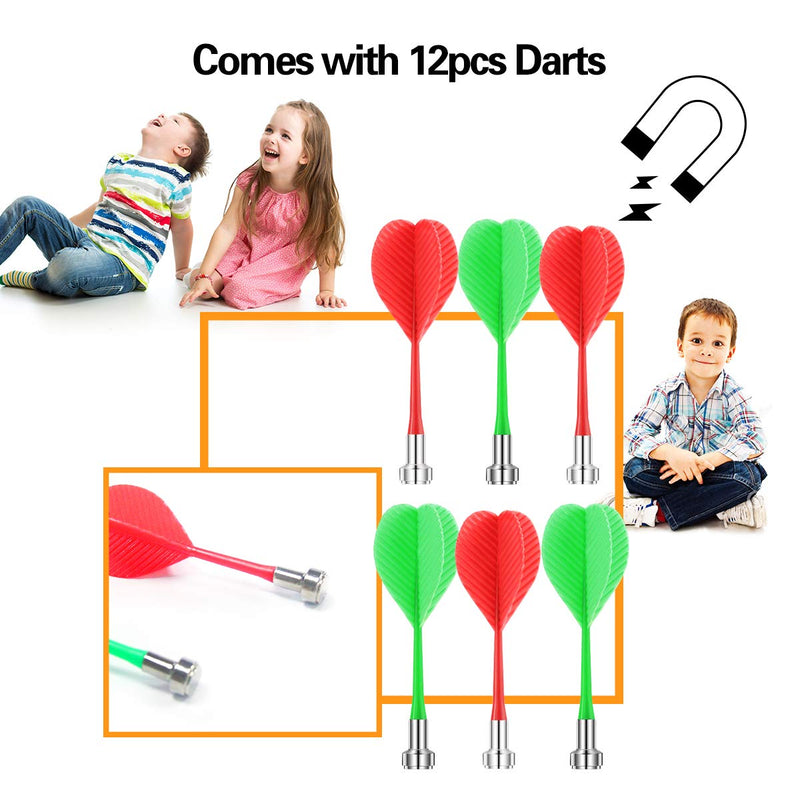 Magnetic Dart Board for Kids, 12pcs Magnetic Darts, 15" Double Sided Board Game Set, Safe Indoor Outdoor Family Game, Best Toy Gift for Teenager 5 6 7 8 9 10 11 12 13 14 15 Years Old Boys (15")