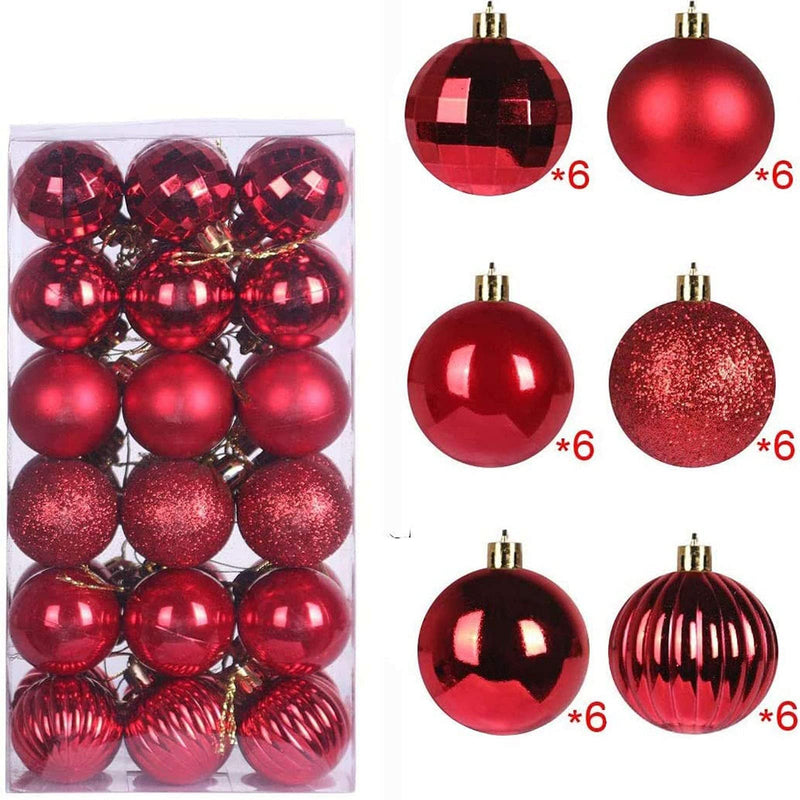 Christmas Baubles, 24/48 pcs Christmas Balls Ornaments for Christmas Tree Small Shatterproof Hanging Ball Baubles for Xmas Holiday Wedding Party Decorations Home Festival Decors (Red 3cm/24PC) - Gift Guide