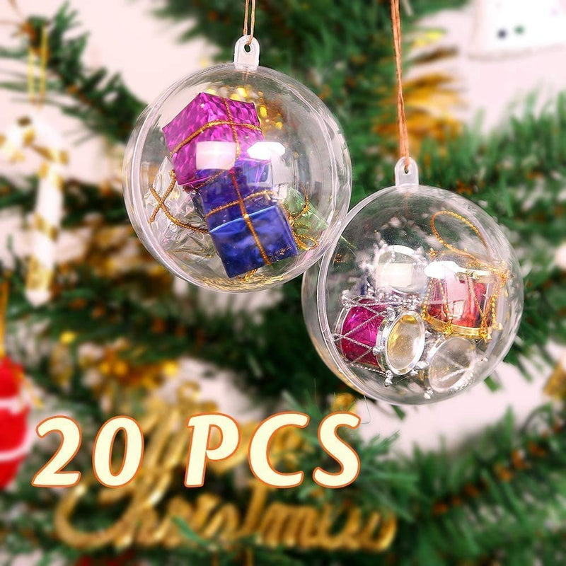 20Pcs 8cm Clear Baubles,Empty Plastic Baubles to Fill, Christmas Tree Decorations Ball for Craft New Years Wedding Party Home Decor - Gift Guide