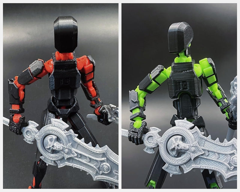 T13 Action Figure Set (Assembly Completed), 3D Printed Multi-Jointed Movable Titan 13 Lucky Dummy 13 Mobile Robot, Nova 13 Action Figures Desktop Decorations for Game Lovers Toy (Black Green Red)