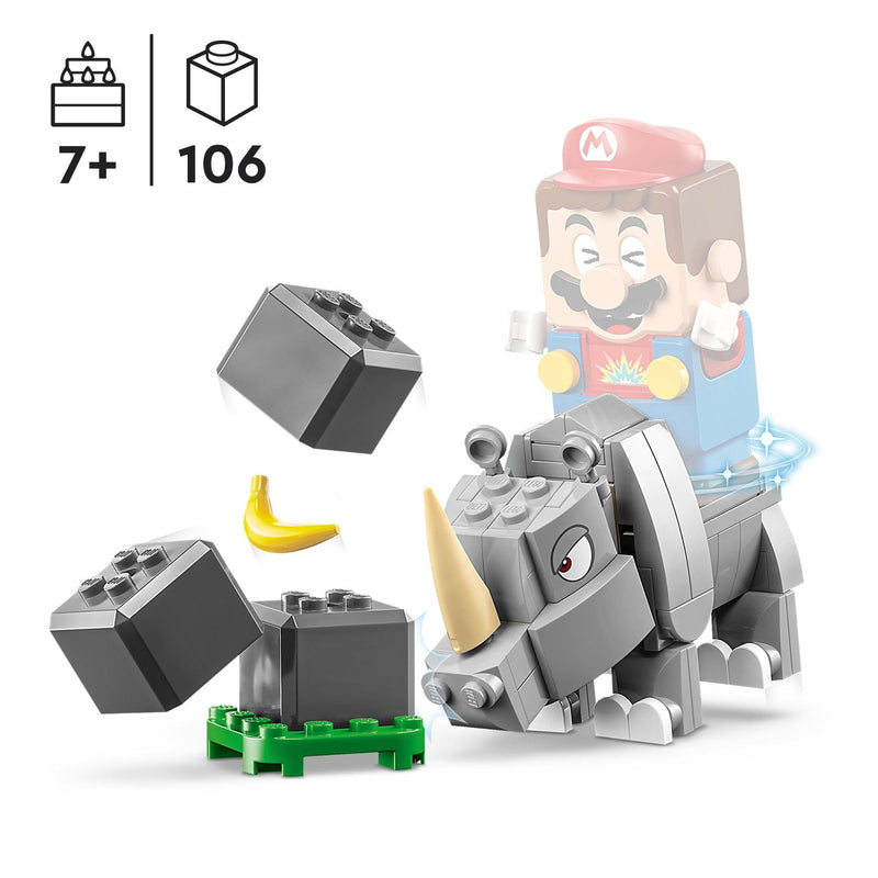 LEGO Super Mario Rambi the Rhino Expansion Set, Buildable Animal Toy Figure, Small Gift to Combine with a Starter Course Game 71420