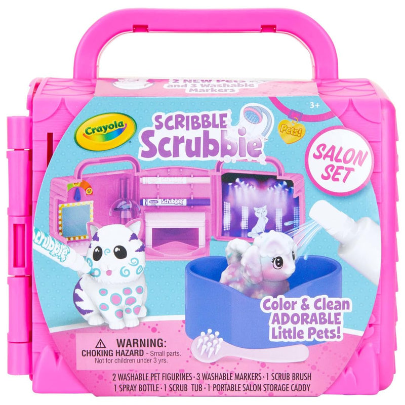 CRAYOLA Washimals Pets Beauty Salon Playset, Colour and Wash Includes Washable Pens and Dog and Cat Figures For Ages 3+