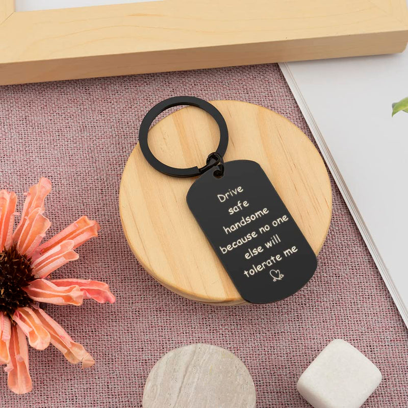 Hoosmoon Drive Safe Keyring friend Husband Valentine Day Keyring Gifts Husband friend Valentines Gifts Him Birthday Christmas Presents friend Gifts from friend Husband Gifts from Wife, 10x5x1 cm