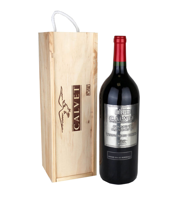 Calvet - Wine Gift Red Wine Grande Réserve, Bordeaux Supérieur - Magnum in wooden box (1 x 1.5 L)