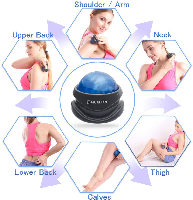 MURLIEN Massage Roller Ball, Tight and Sore Muscles Relief, Manual Massager, Alleviating Shoulder, Arms, Back, Legs, Calves or Muscle Tension - Blue