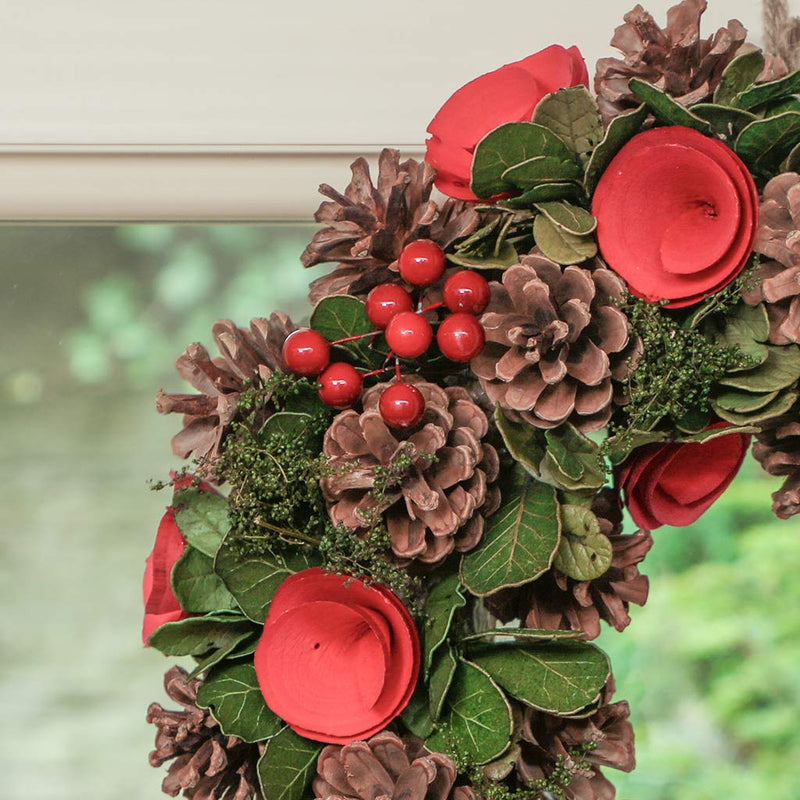 Christmas Wreath Large 14" Front Door Wall Hanging Winter Wreath Garland Ornament (Red) - Gift Guide