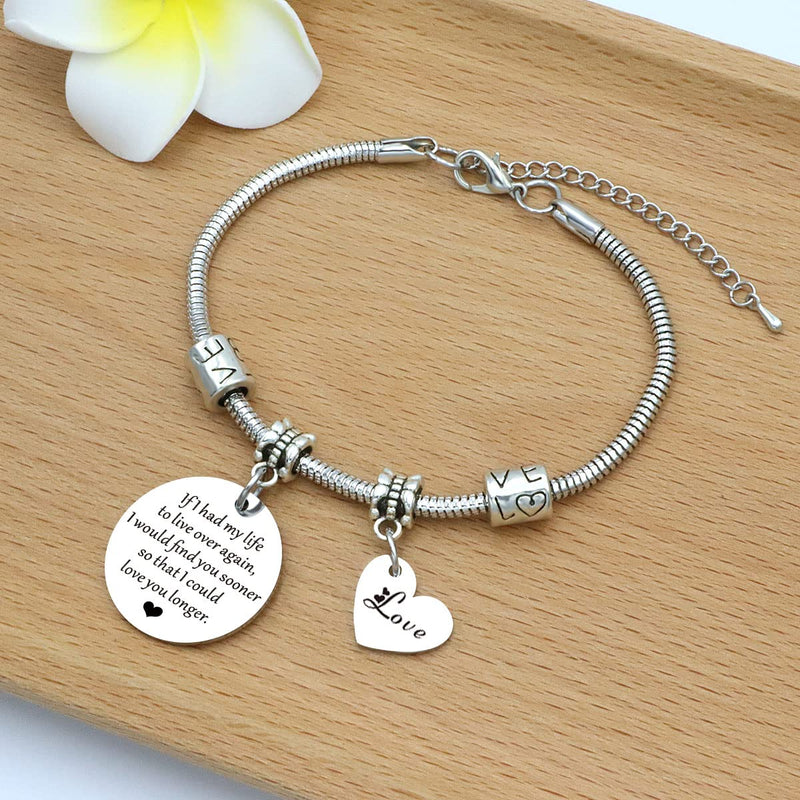 HULALA Romantic Valentines Gifts For Her Girlfriend Wife Bracelets If I Had My Life To Live Over Again I Could Love You Longer Birthday Christmas Anniversary