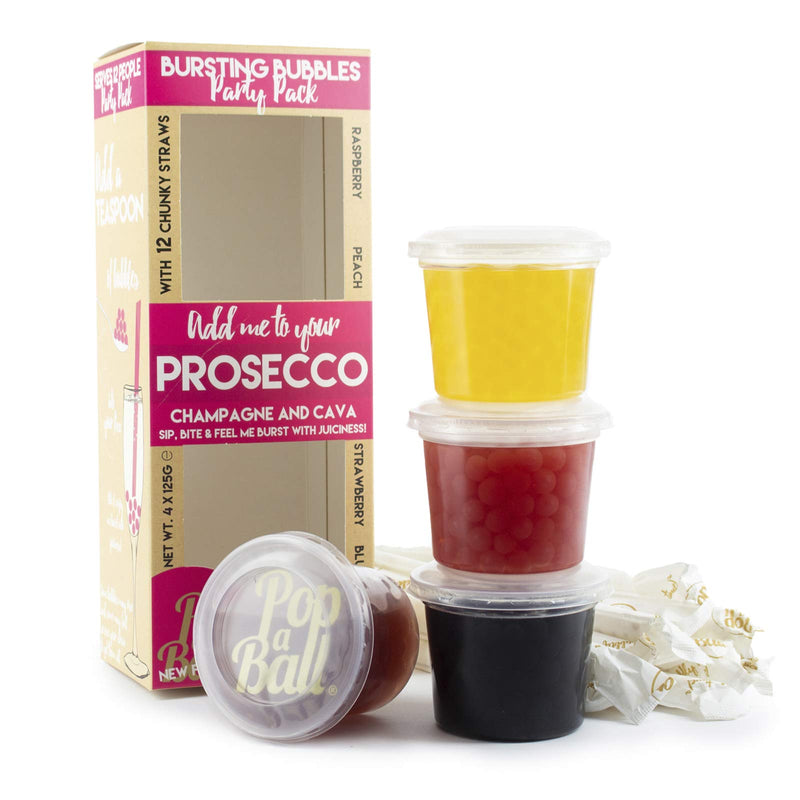 Popaball Bursting Bubbles For Prosecco Party Pack 4 x 125 grams | Prosecco, Gin, Mocktail & Cocktail Making Gifts | Gift Set Ideas For Her, Hampers & Hen Parties