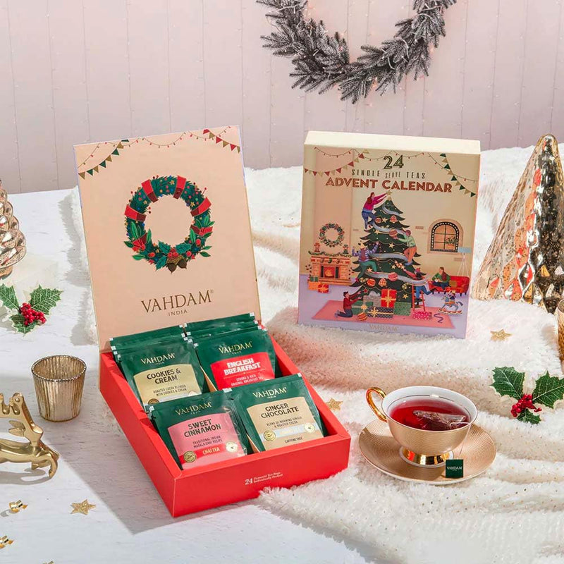 Limited Edition - Advent Calendar 2024 Tea Bags Gift Set | 24 Unique Flavors - Gift Box | Christmas Advent Calendar 2024 for Adults, Advent Calendar 2024 Adult Women and Men | VAHDAM - Gift Guide