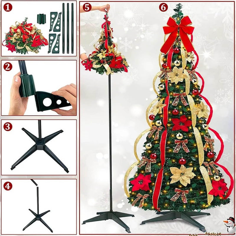 4ft Collapsible Christmas Tree, Fully Decorated Christmas Tree with Lights Collapsible Pop up, Christmas Tree with Ornaments Ribbon and Bow for Christmas Xmas Holiday Party Decorations (Multicolor) - Gift Guide