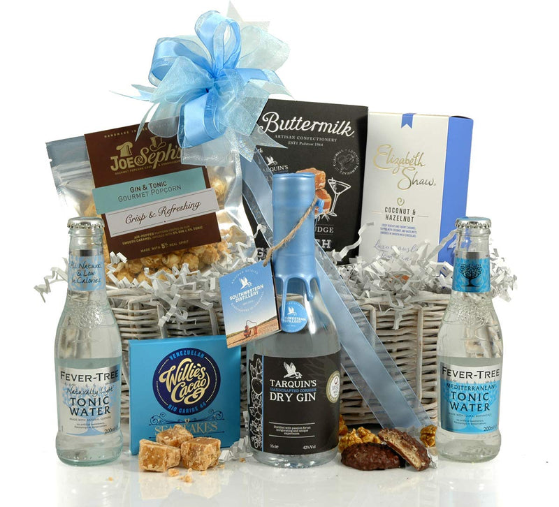 Gin & Tonic Gift Set for Women, Men - Award Winning Tarquin’s Gin, Mother's Day Hamper Gift for Women, Anniversary, Birthdays, Hampers for Couples