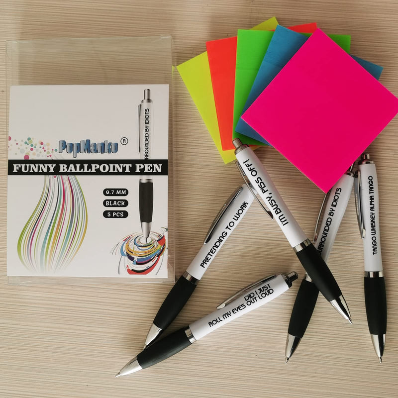 Funny Pens, 5 Pack Rude Novelty Ballpoint Pens Gifts for Work Colleague, Funny Work Sucks Pen Set for Adults Women Men Colleague, Office Colleague Birthday or Leaving Funky Stationery Quirky Gifts