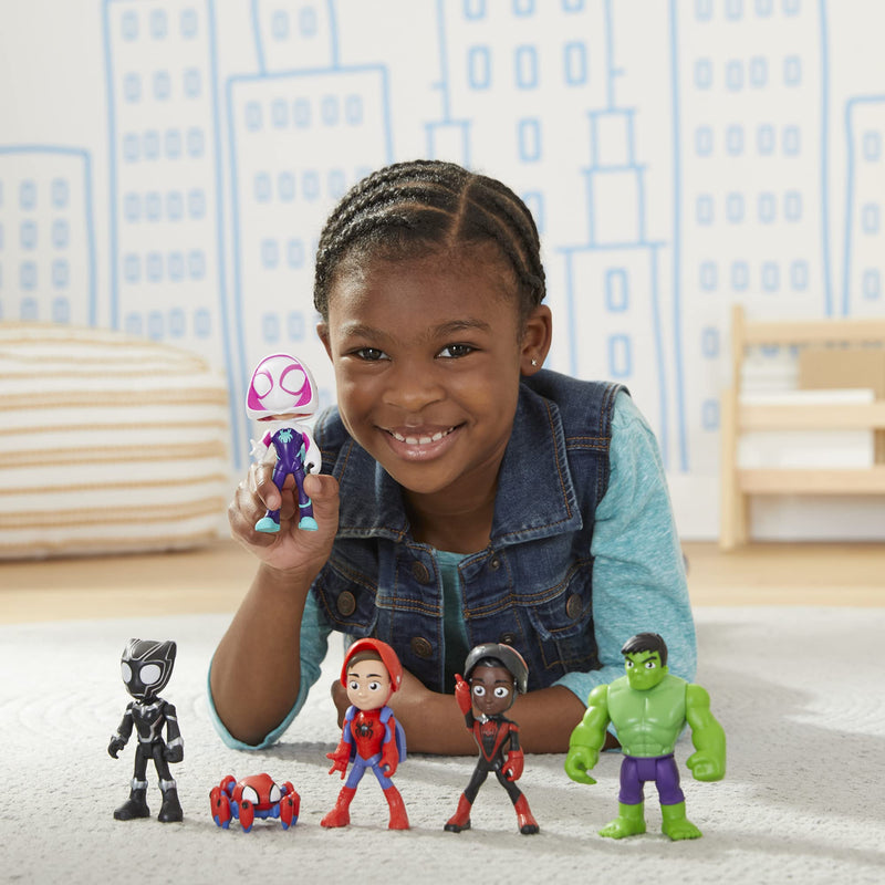 Hasbro Marvel F1486FF2 Marvel Spidey and His Amazing Friends Hero Reveal Multipack with Mask-Flip Feature, 10 cm Action Figure Toys, Kids 3 and Up, Black Amazon Exclusive